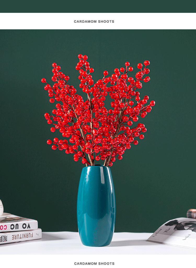 红果发财果仿真花摆设假花摆件客厅插花冬青果红果子红浆果发发果6枝