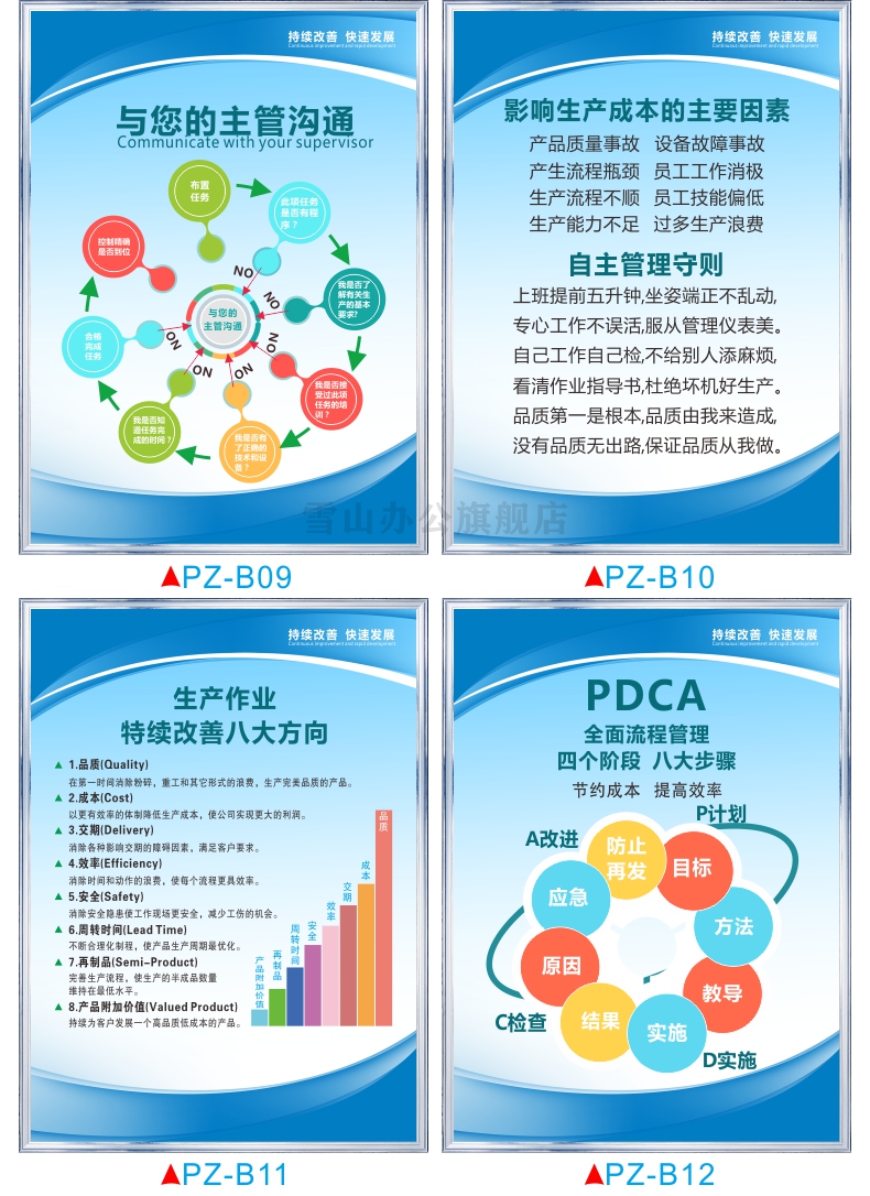 車間精益文化宣傳海報牆貼安全生產管理標語精益生產標語5w1h3apdca3g