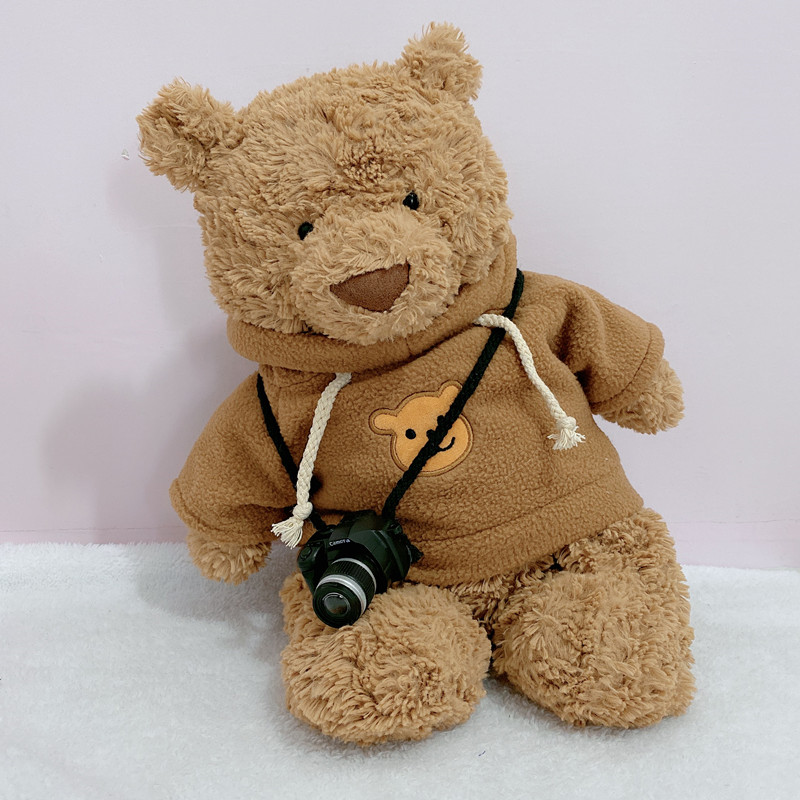 巴塞罗那熊衣服 巴塞罗那熊衣服胖胖熊泰迪熊熊娃衣 咖色卫衣 相机 36