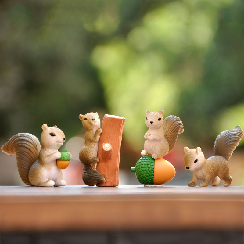 澜墨小动物摆件微景观仿真迷你可爱松鼠公仔假山客厅盆景造景松鼠摆件