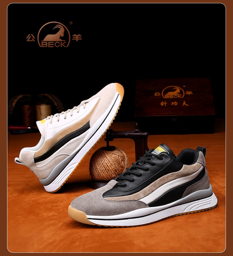 意大利公羊休闲鞋男2022春夏季男鞋时尚男士休闲皮鞋百搭运动休闲鞋