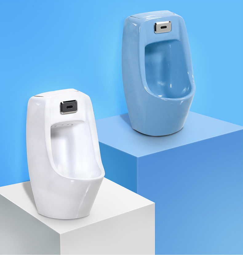 幼儿园小便斗陶瓷彩色小便器儿童感应自动小便池尿池尿斗纯白色后排