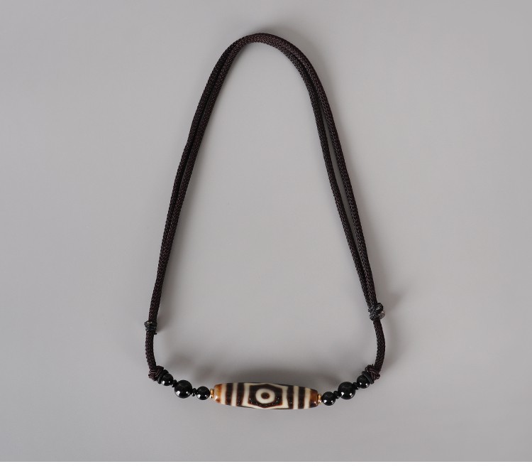 捷凤原矿西藏三眼天珠吊坠藏传财神天珠项链男女至天珠锁骨链饰品a款