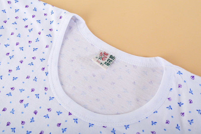 衷黎菊花牌汗衫背心中老年人白色纯棉女吊带背心印花夏季女士无袖汗衫