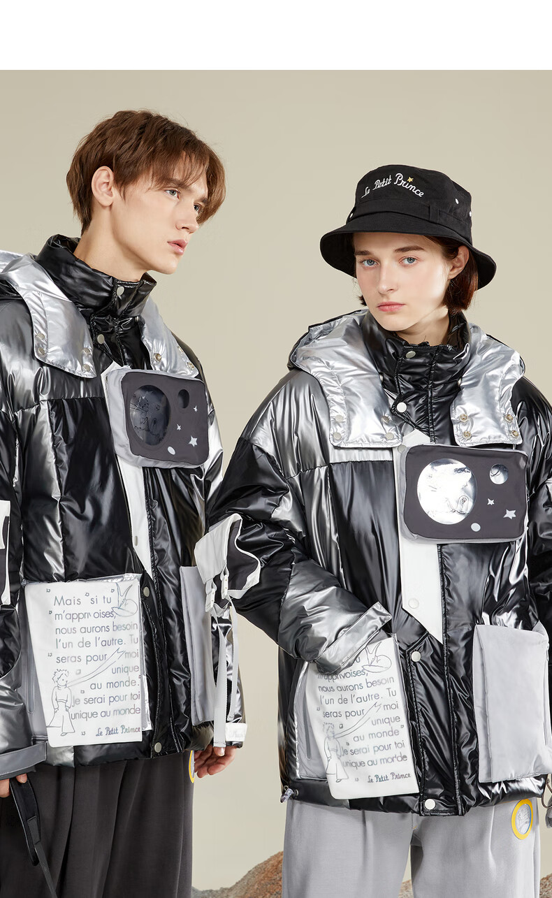 bosie羽绒服男小王子联名情侣款潮牌短款外套蓝色预售m