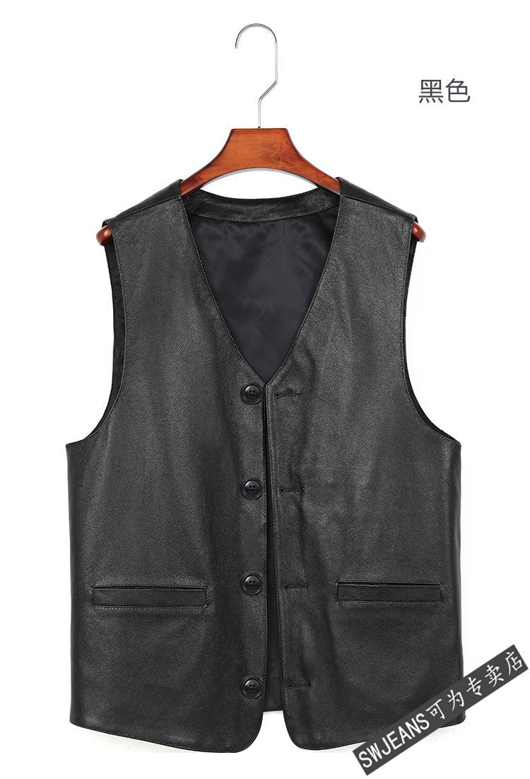 swjeans同款特价捡漏真皮马甲男士头层牛皮皮坎肩休闲单皮背心中青年