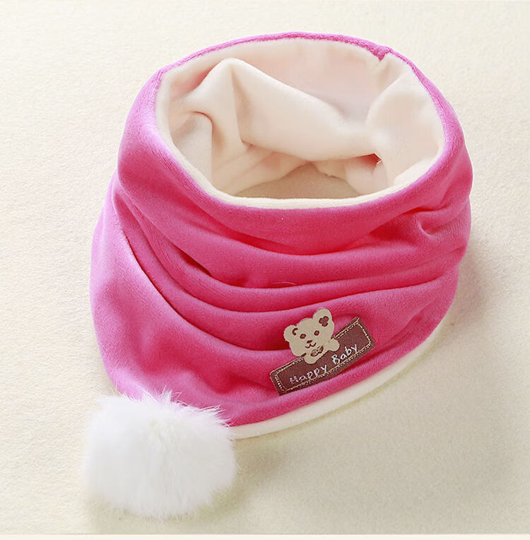 宝宝围脖秋冬套脖婴儿脖套男女宝儿童保暖水晶绒围巾防风外出 小猪