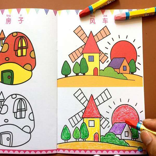 儿童画画涂鸦书小学生美术绘画彩笔画书套装君诚12色水彩笔5本绘画本