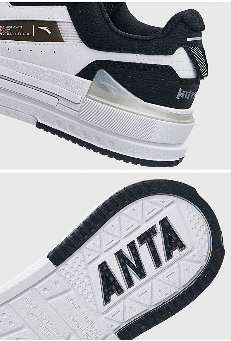 安踏板鞋女鞋2021秋季新款厚底复古黑白休闲百搭小白运动板鞋子潮 黑