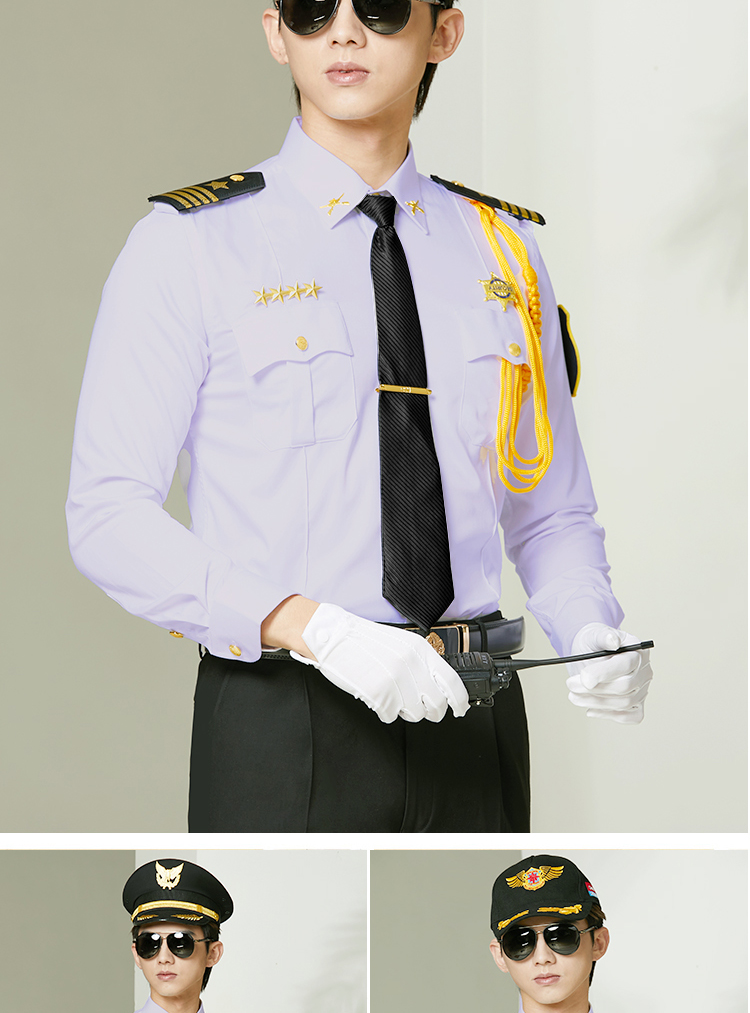 形象岗礼宾服新款保安工作服男长袖衬衫套装售楼部工装淡紫欧风单件短