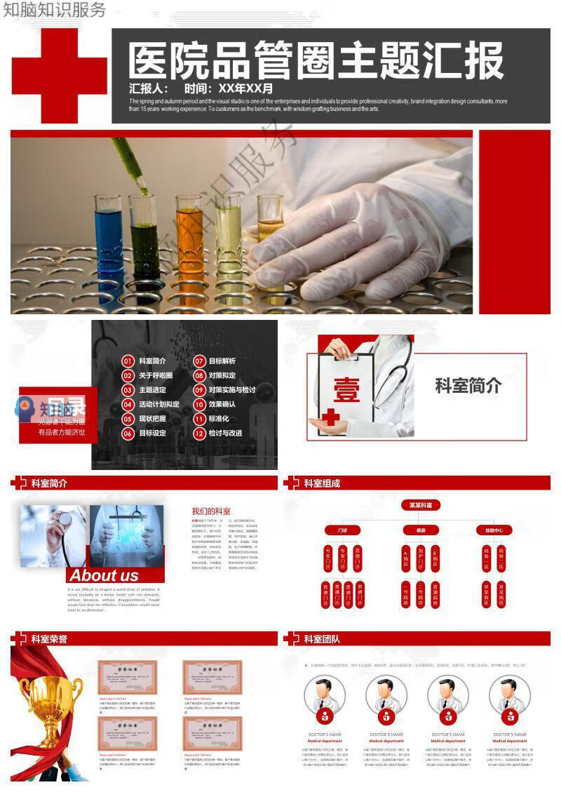 17，品琯圈PPT模板毉護知識QC婦科護理常識小組成果滙報wps幻燈片模板素材