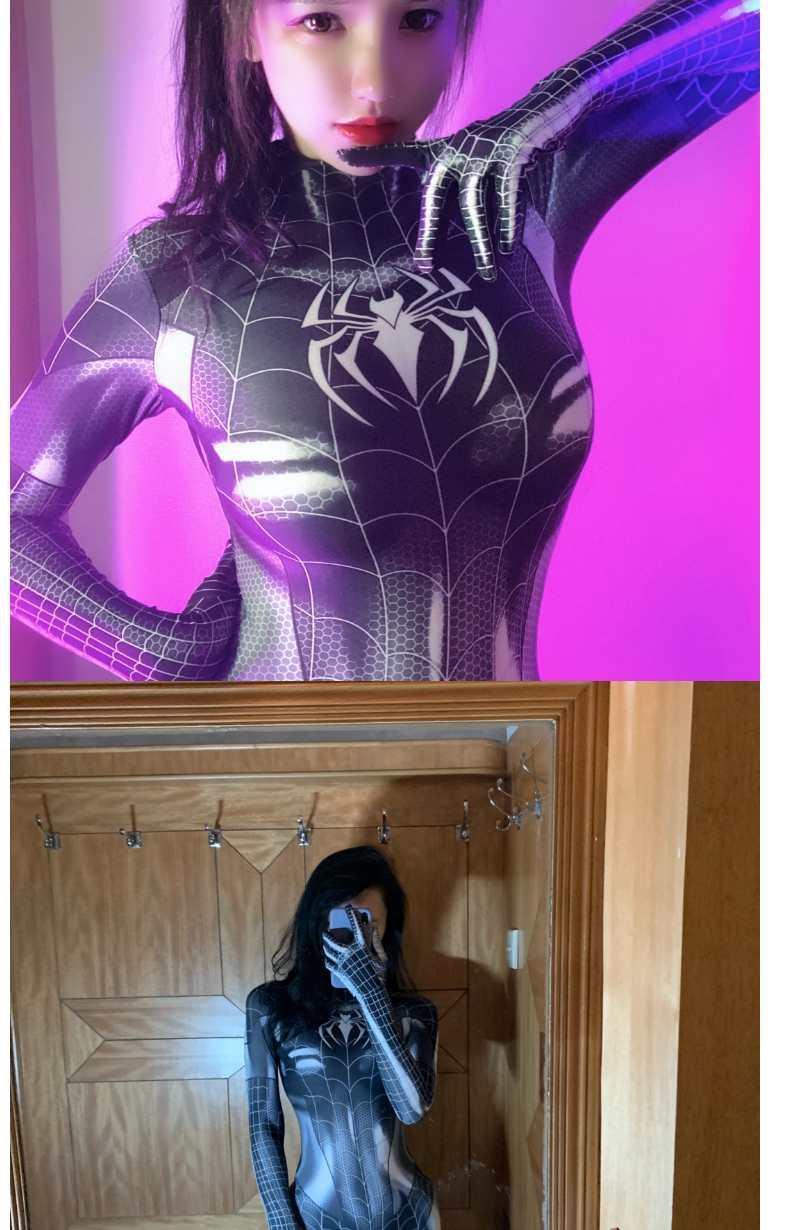 抖音同款变装cos服mj连体战衣 黑蜘蛛侠(无头套)牛奶丝面料 开裆款 xs