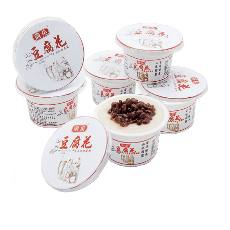 鼎泉山水豆腐花原味红豆绿豆豆浆豆花餐豆奶 红豆味4杯装