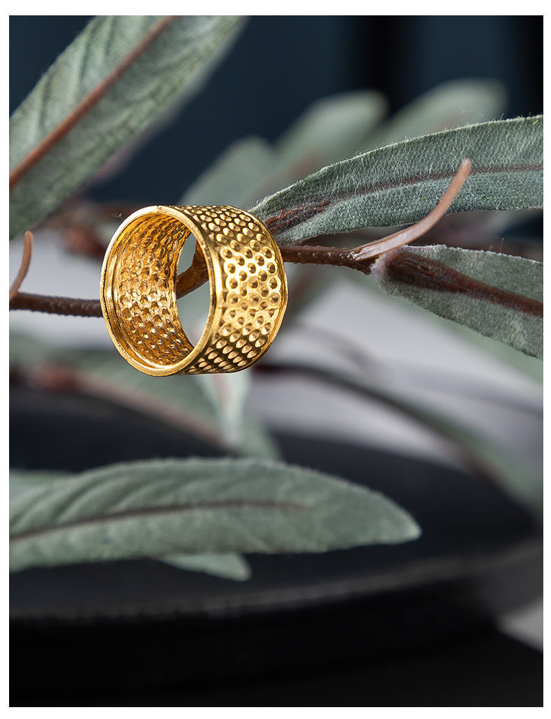 顶针护指神器老式家用缝纫配件戒指加厚可调节金属抵戒十字绣指套