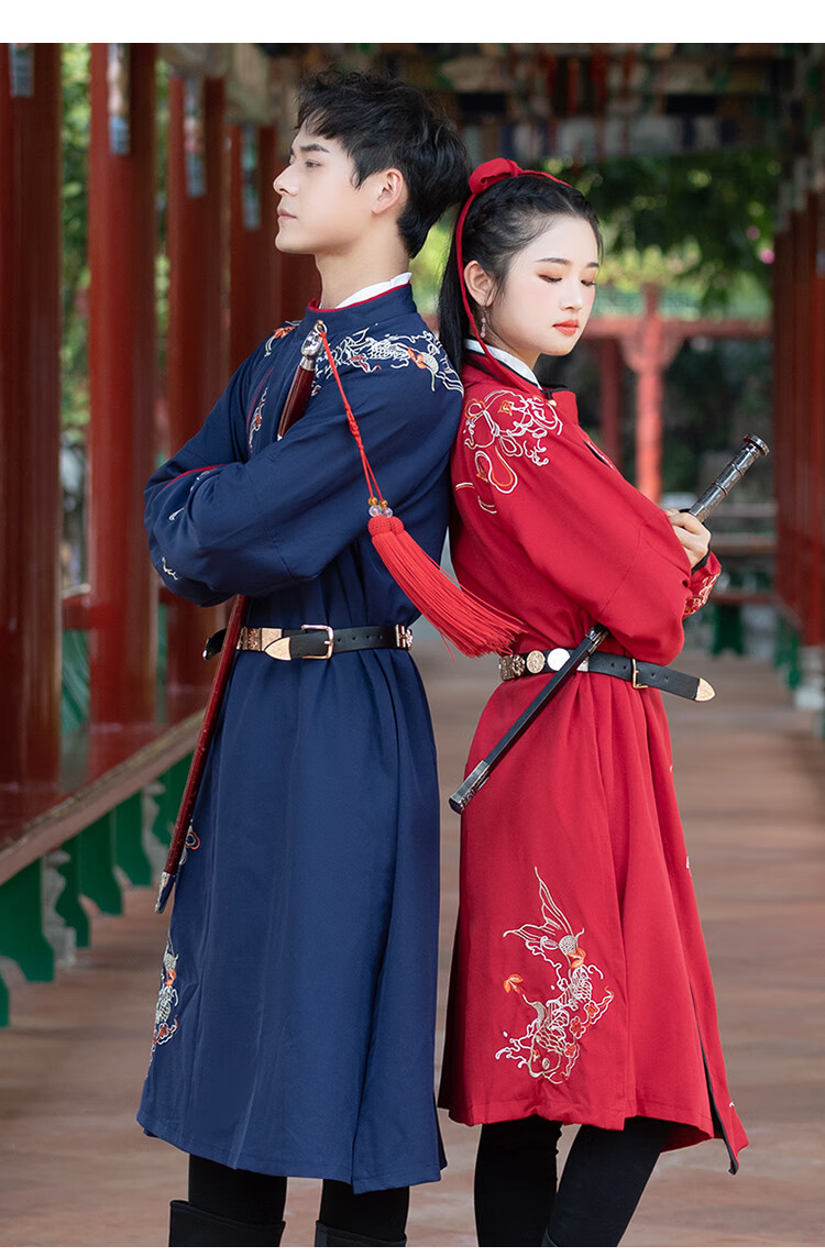 春夏必备 飞鱼服男 明制原创男装大码汉服男女刺绣交领飞鱼服蟒袍情侣