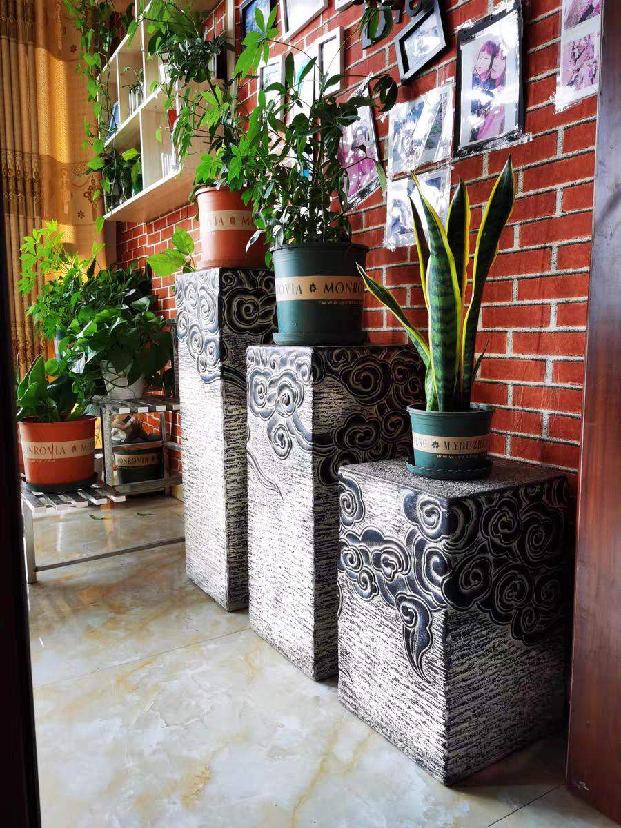 中式仿古石雕展示柱大理石柱子落地摆件客居玄关祥云柱装饰青石柱sn06