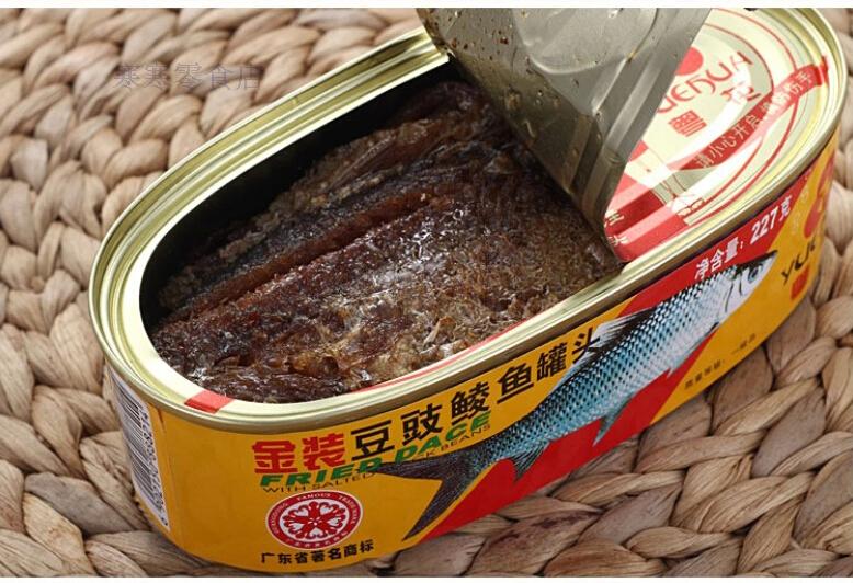 粤花牌金装豆豉鲮鱼罐头227g/罐豆鼓鱼罐头豆豉鲫鱼红烧带鱼 豆豉鲫鱼
