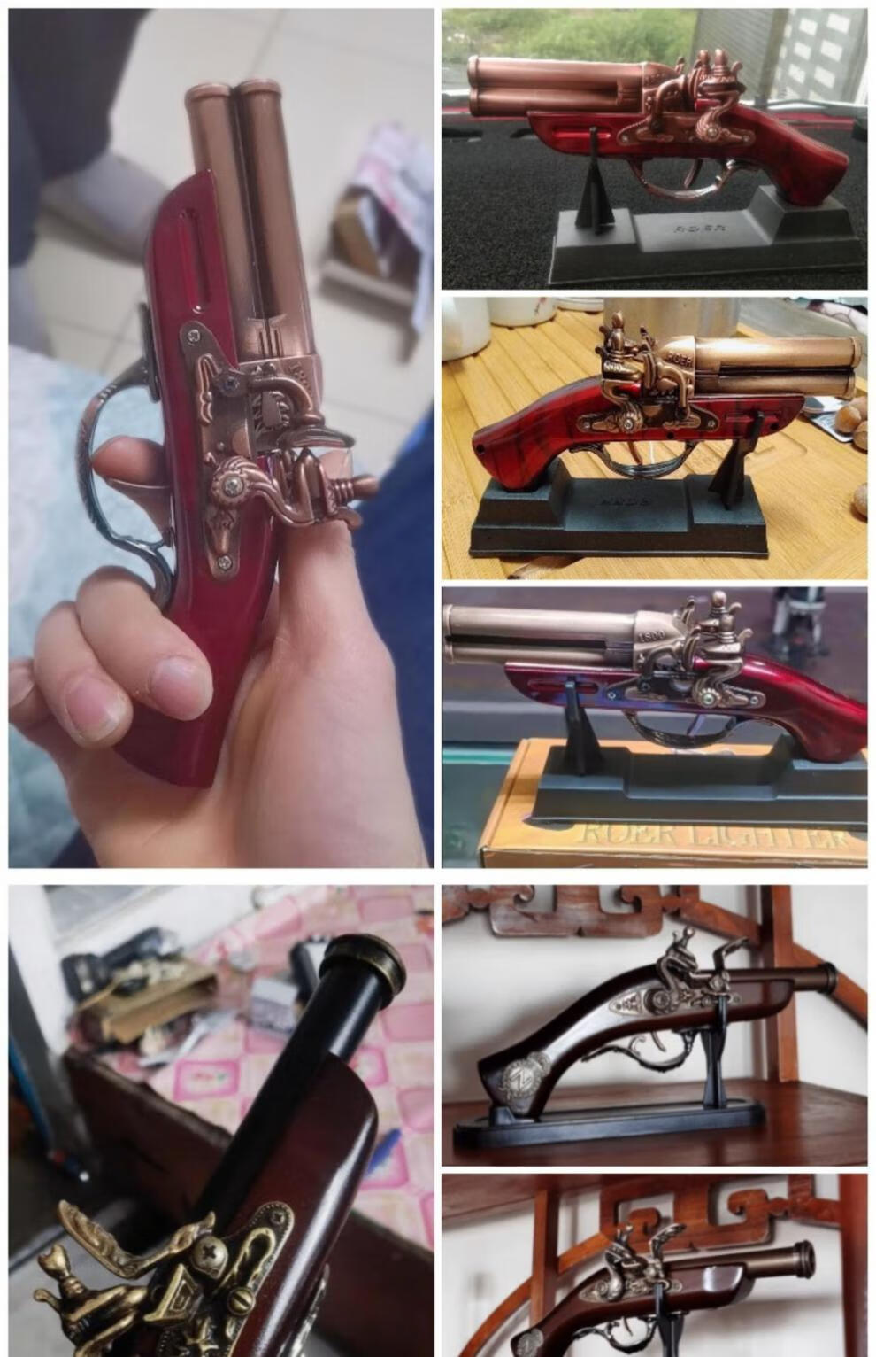 60生态家居枪式打火器金属燧发枪左轮火机搞怪小摆件火铳非发射多