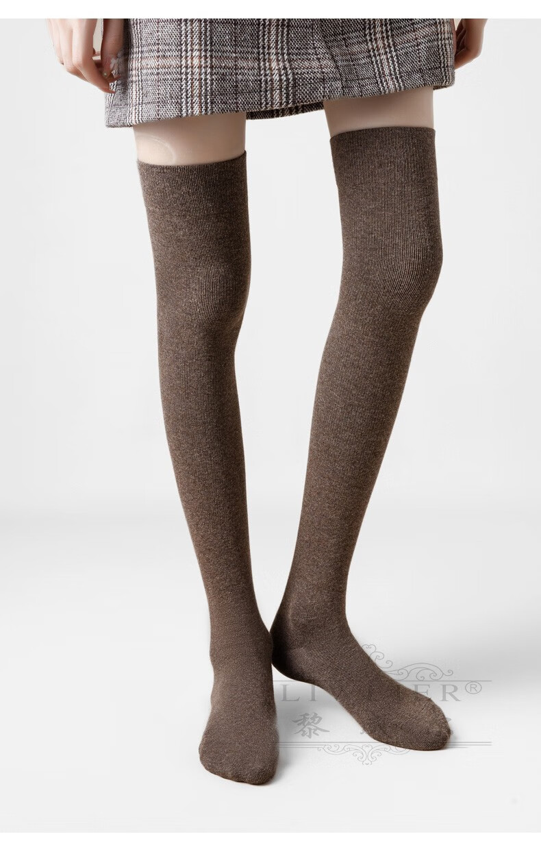 秋冬款压力瘦腿小腿袜筒灰黎威尔轻奢品牌色黑色纯棉袜子女冬组4均码