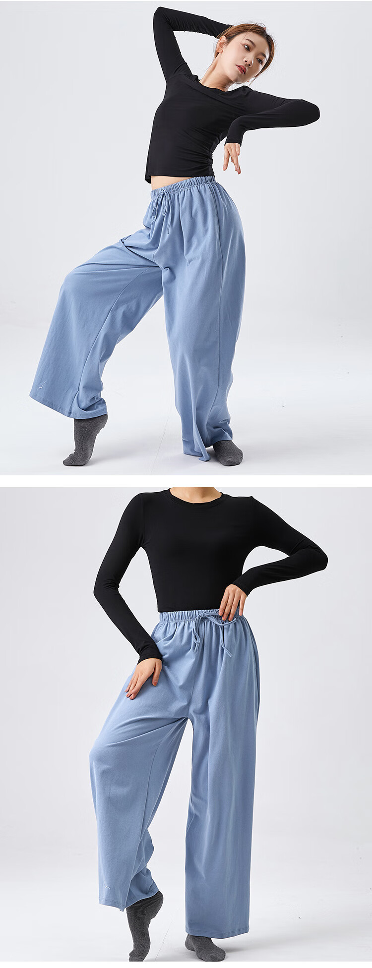 十奕现代舞裤日常练功服宽松舞裤男女同款直筒阔腿裤练功裤黑色m码男