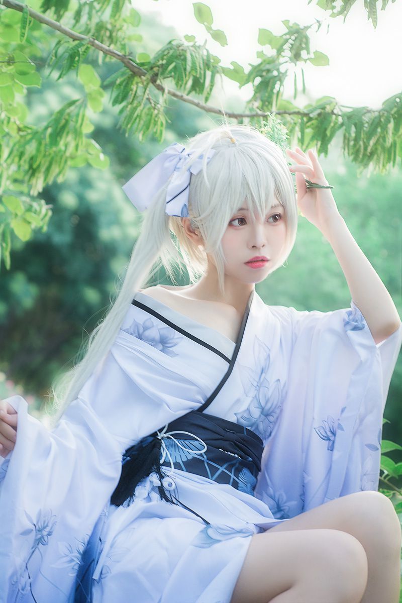 穹妹cos服缘之空春日野穹白色和服浴衣cosplay装女动漫全套缘之空春日
