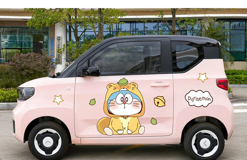 五菱宏光miniev马卡龙车贴哆啦a梦蓝胖子叮当猫电动汽车身装饰贴 a款