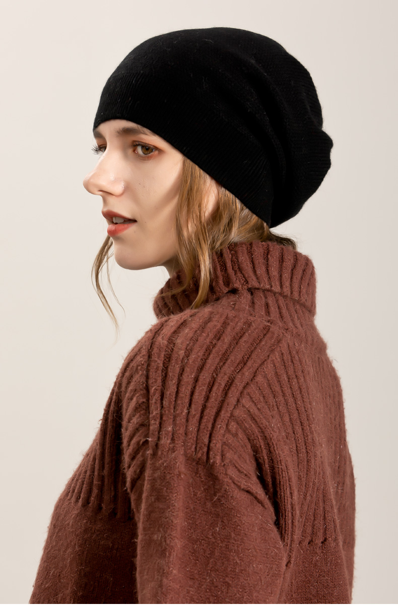 拓涩tuose2021年秋冬季新款香港潮牌纯羊绒帽子女保暖百搭针织绒线帽