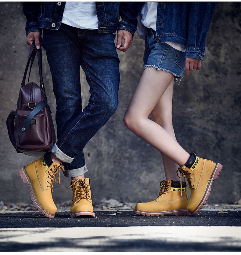 大黄靴踢不烂男鞋情侣款春秋高帮工装靴固特异牛筋底经典马丁靴大黄