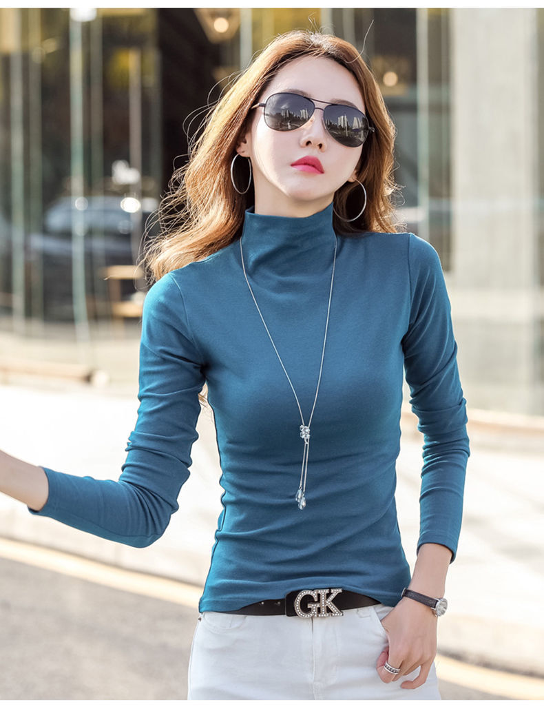 冬季加绒毛衣打底衫2021新款打底衫女半高领中领洋气内搭秋衣2021年