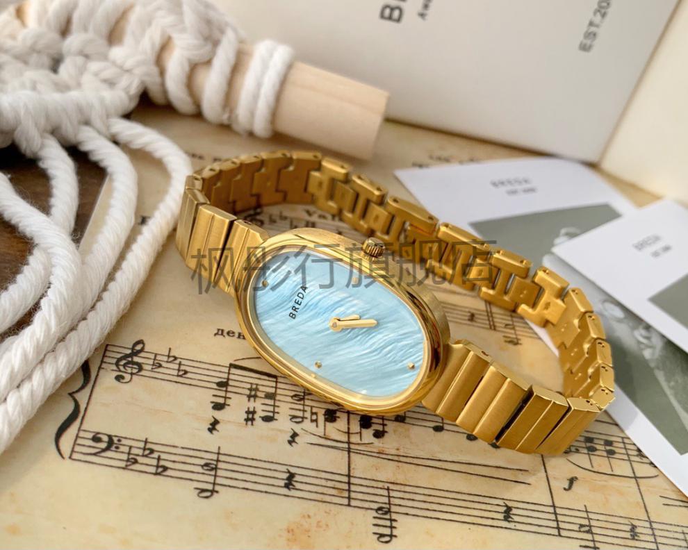 breda手表 女款椭圆形方形小表盘revel系列复古防水石英表钢带小巧