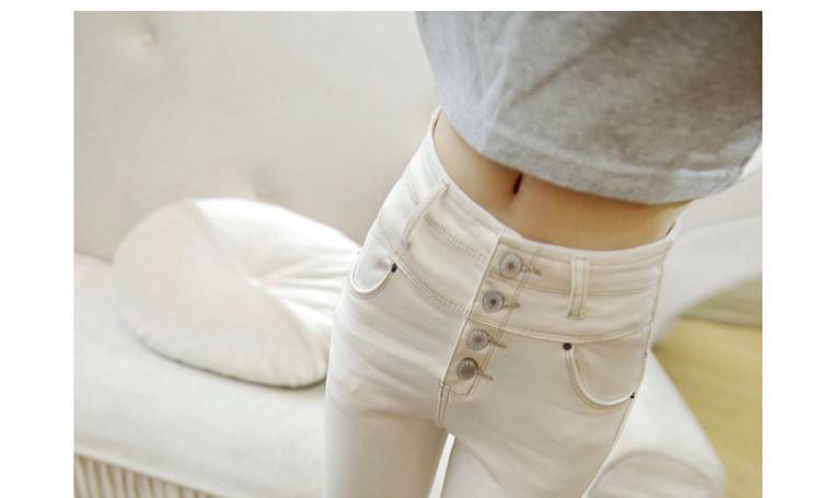 新款白色牛仔裤女高腰春秋韩版铅笔小脚裤弹力紧身九分裤子新款女士