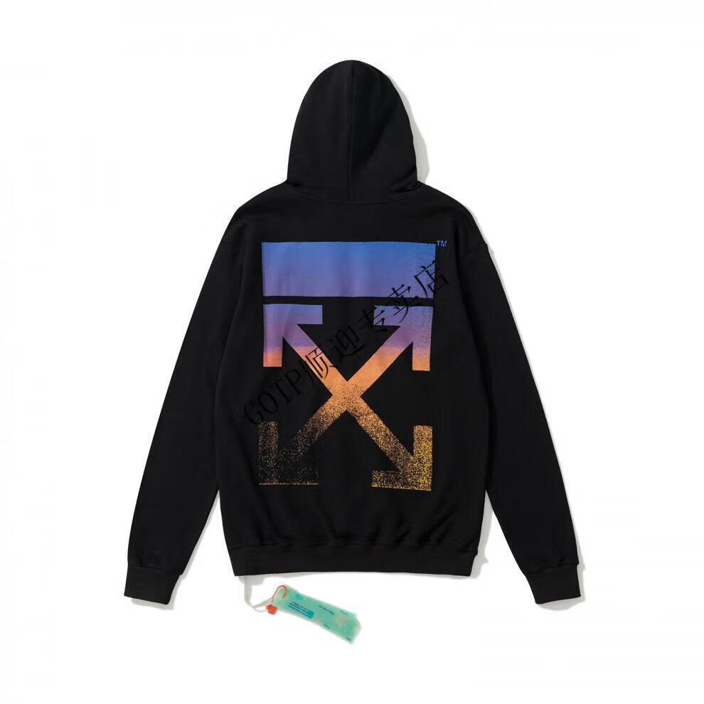 peiresa情侣装春秋季潮牌offwhite薄款卫衣彩虹箭头男女宽松ow连帽衫