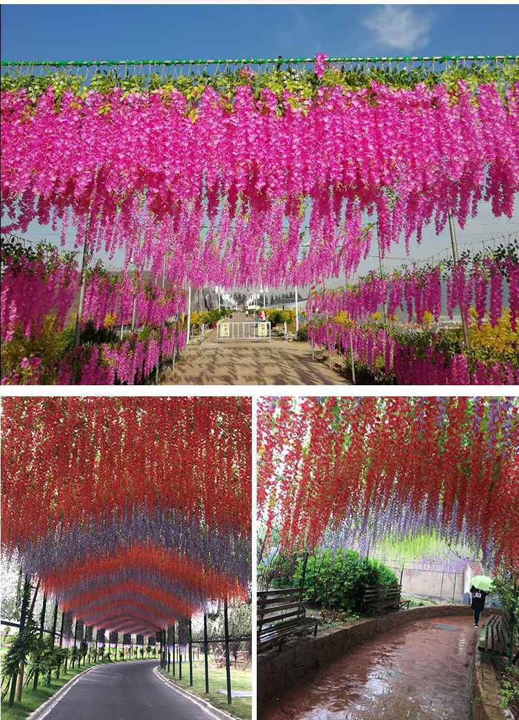 精品绿植仿真紫藤花假花豆花吊顶花藤室内婚庆装饰藤条塑料花条藤蔓