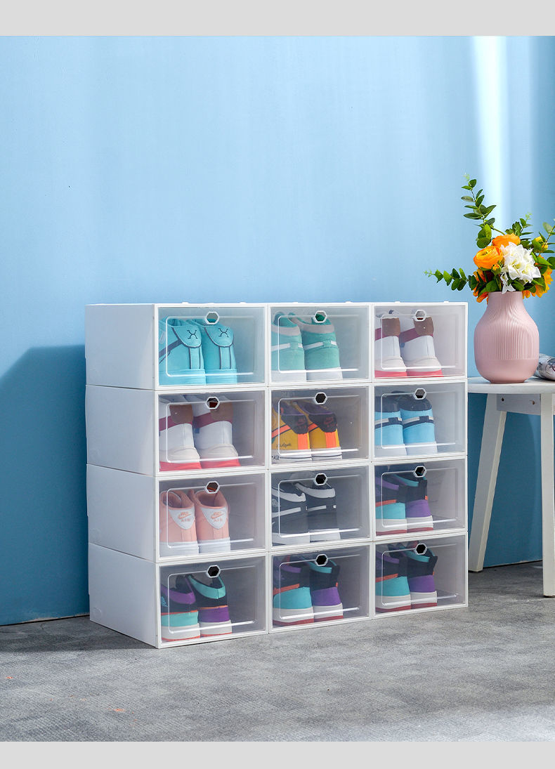 鞋子收纳盒盒收纳盒加厚透明篮球塑料鞋柜家用防尘男女鞋子收纳柜aj