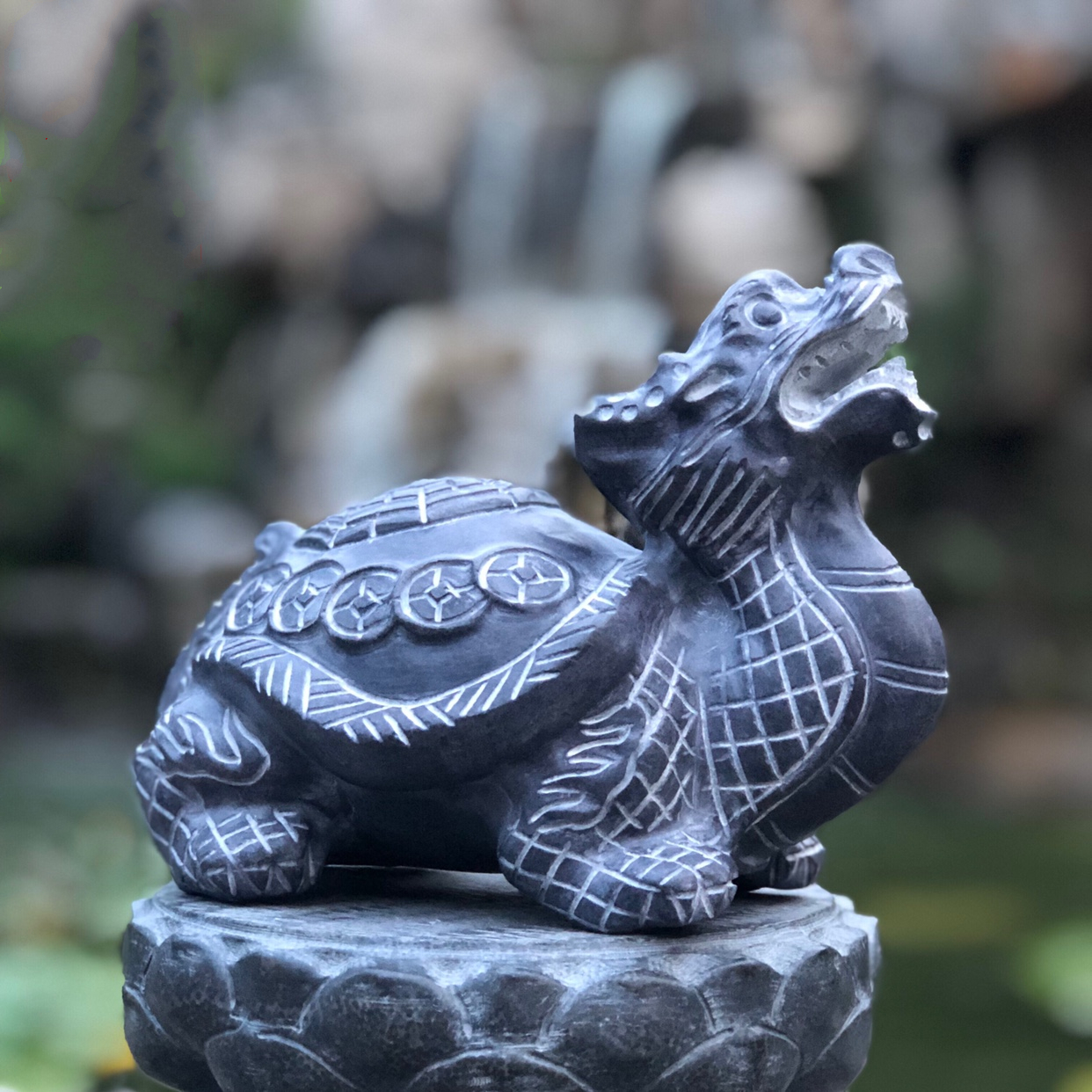 青石龙龟石雕摆件石头办公室家用长12宽7高85厘米一只