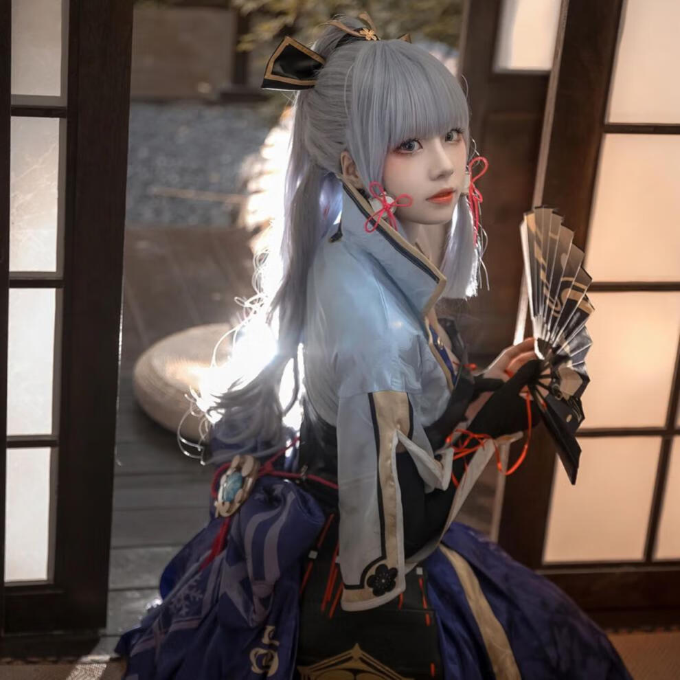 原神神里绫华cos扇子play同款绢布折扇风古游戏动漫展周边定制ins 8寸