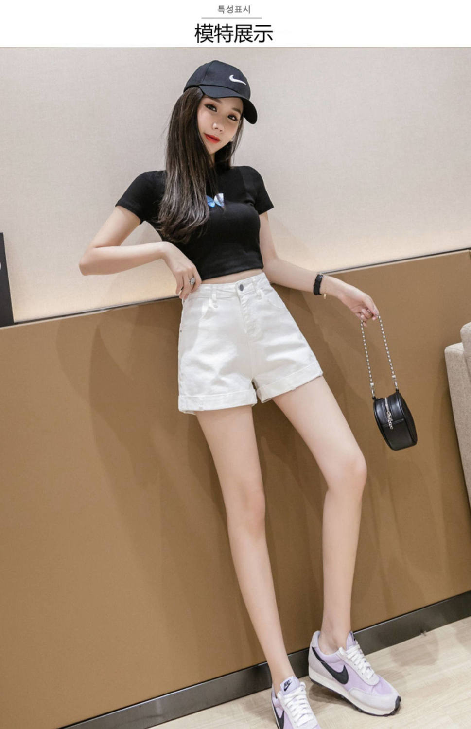 牛仔短裤薄款女夏高腰2022年新款a字白色短裤卷边宽松阔腿热裤潮腰带