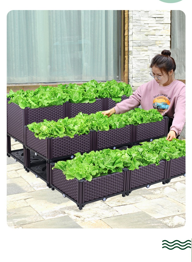 阳台种菜神器家庭蔬菜种植箱塑料楼顶专用花盆长方形花箱特深3联箱长
