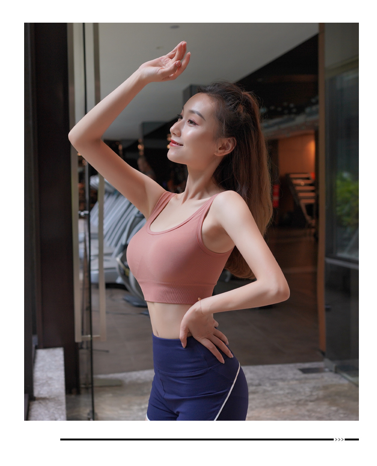 健身女孩运动内衣高强度防震聚拢跑步文胸露背瑜伽背心防下垂ladidas