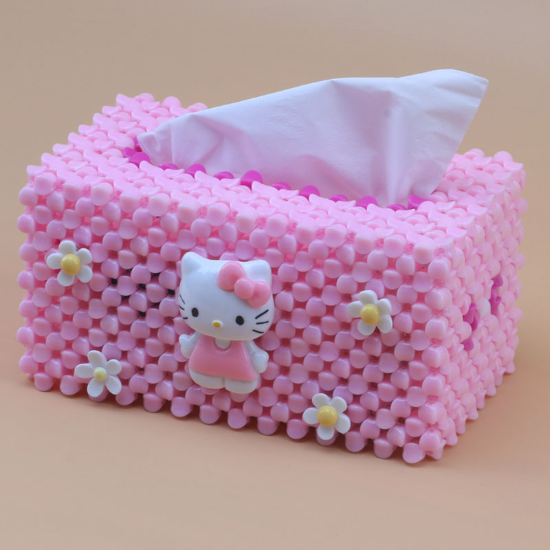 纸巾盒手工串珠 diy手工串珠纸巾盒材料包抽纸盒串珠亚克力散珠材料包