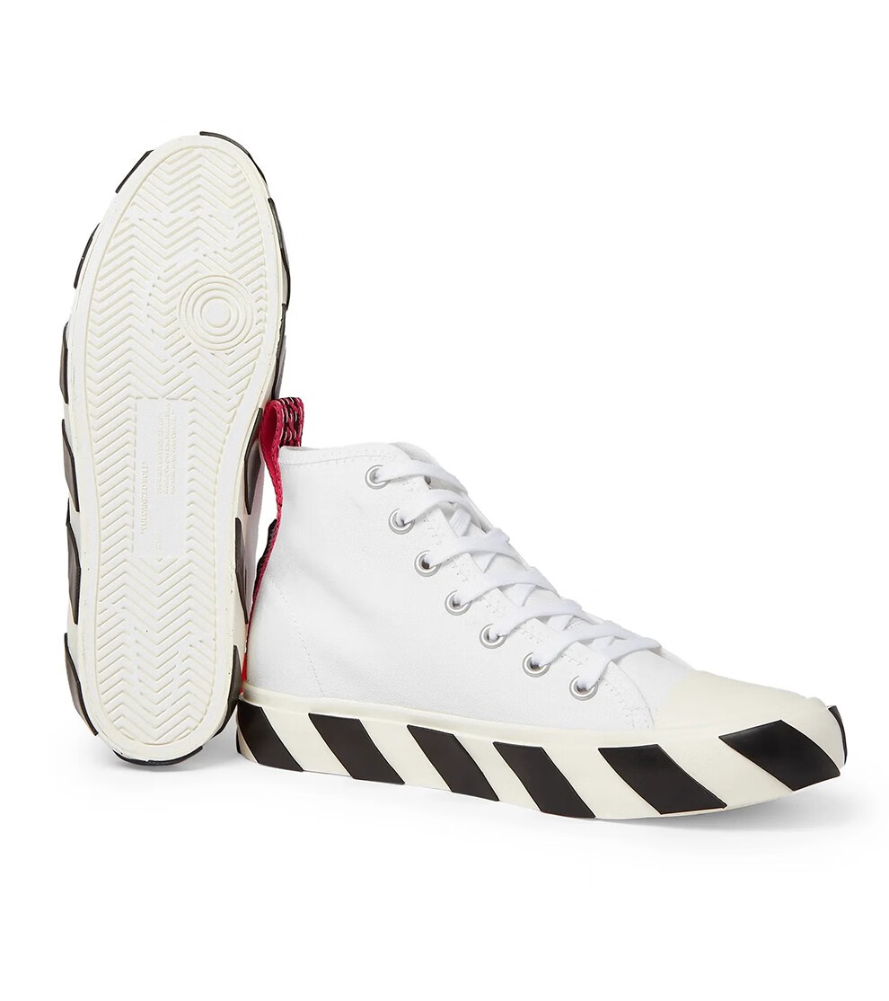 【现货】off white 2020年新款男士织物条纹系带高帮休闲运动鞋潮牌男