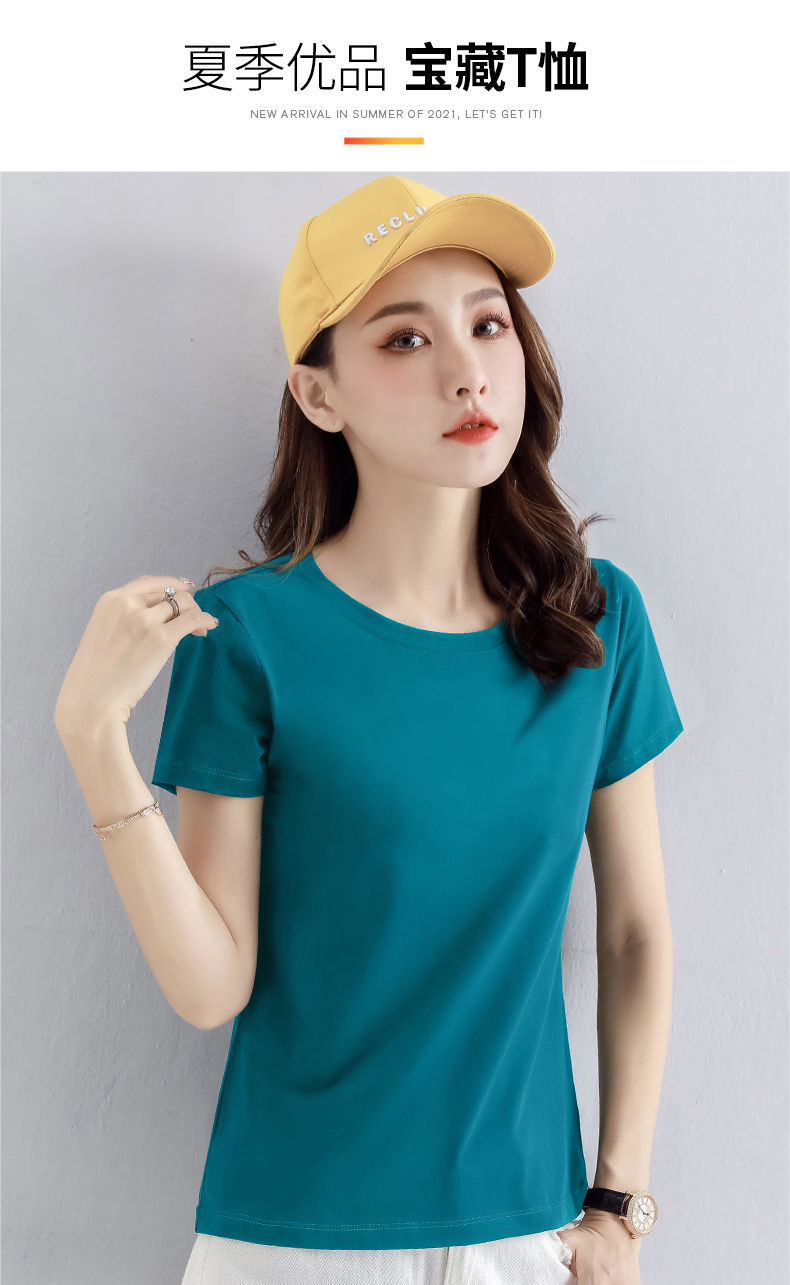 夏季圆领短袖女ins风韩版白色纯棉t恤单件女士上衣运动休闲女 8320