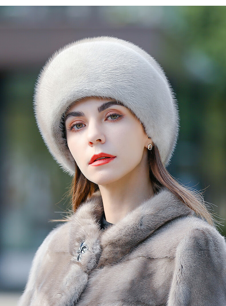 幕加格貂帽女士冬季新款加厚保暖水貂毛整貂礼帽妈妈皮草帽子5144米