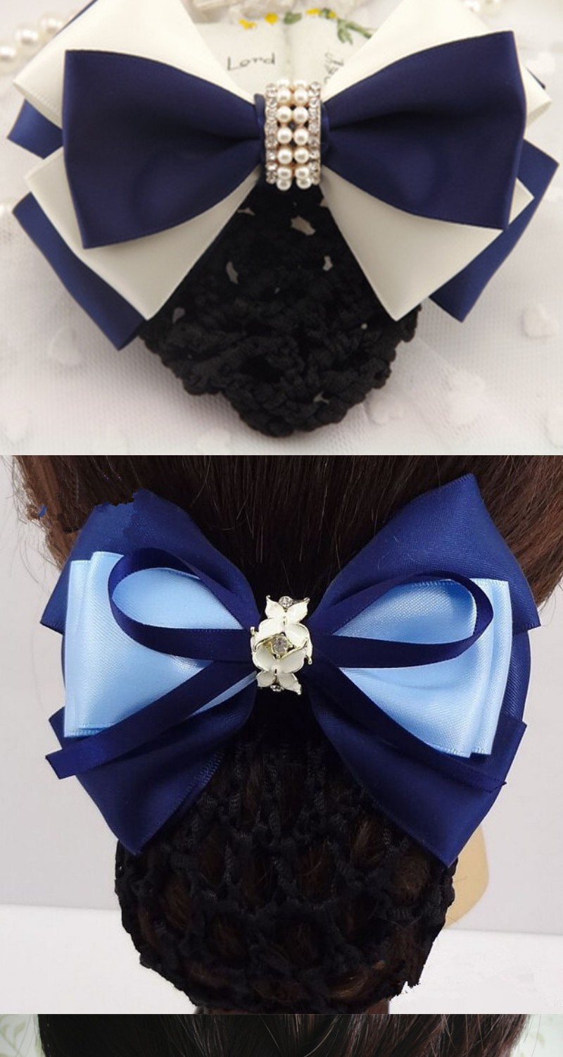 miqiao空姐工作头花职业发网酒店服务员网兜护士银行头花蝴蝶结发饰