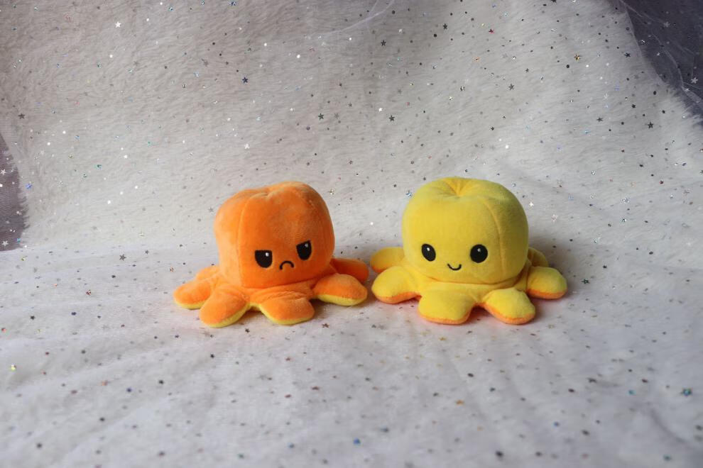 抖音网红同款翻脸生气章鱼 翻转章鱼娃娃 翻面章鱼 八爪鱼毛绒玩具