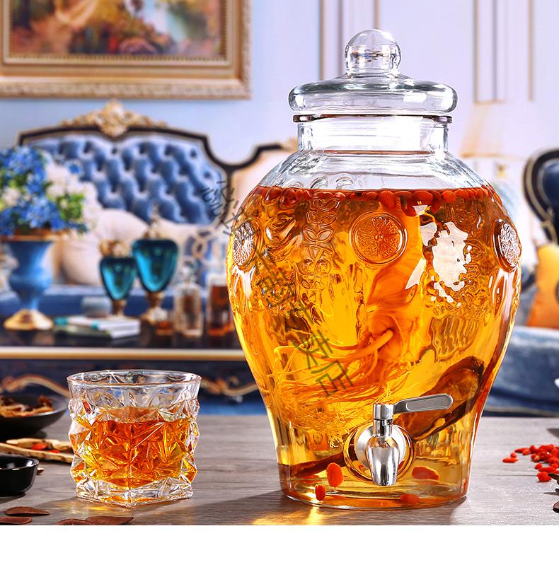 酒瓶空瓶泡酒玻璃瓶酒瓶空瓶酿酒罐酒坛子加厚带龙头10斤家用装酒容器