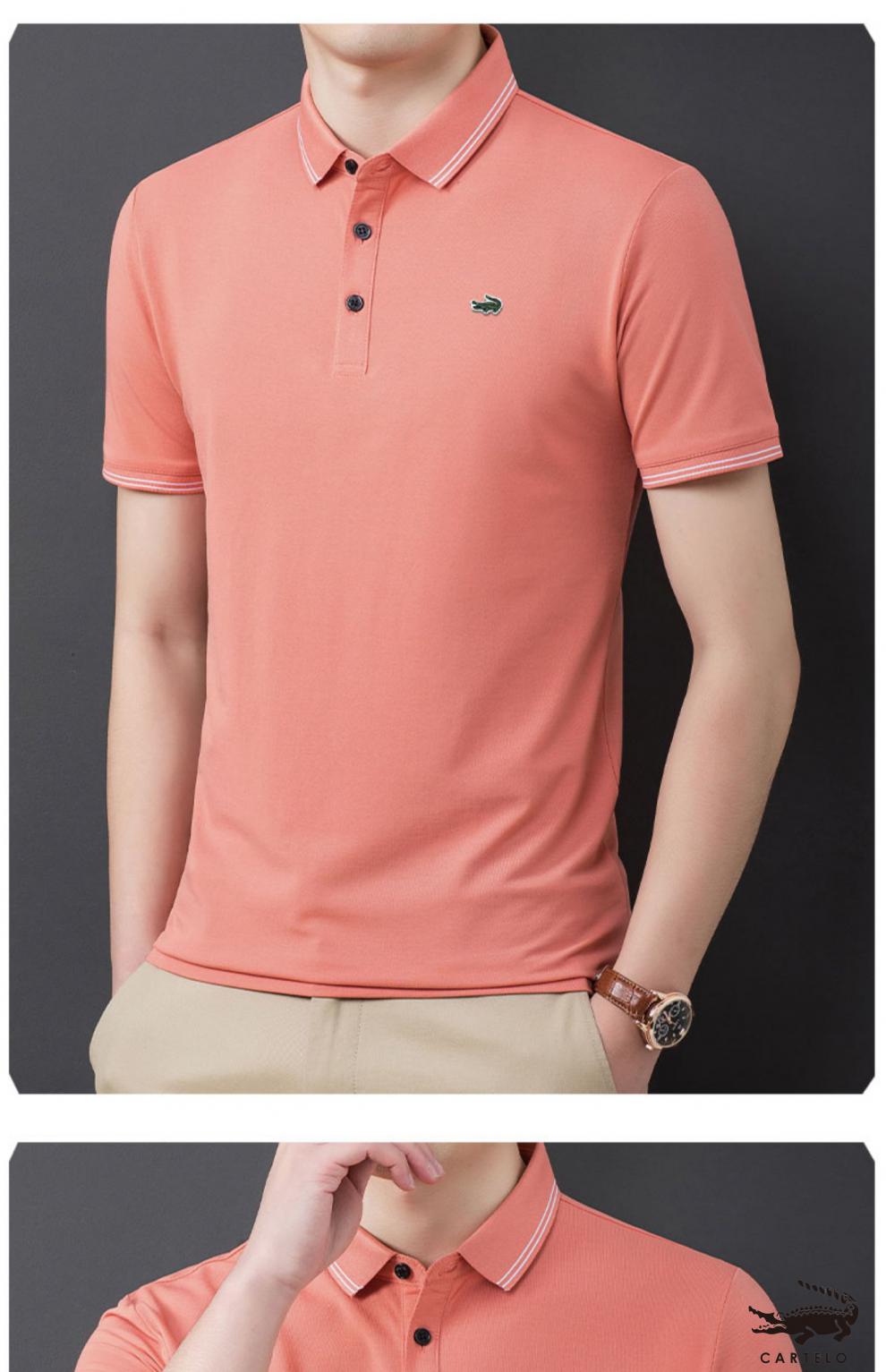 卡帝乐鳄鱼丝光棉男士短袖t恤夏季薄款翻领保罗polo打底衫纯色百搭