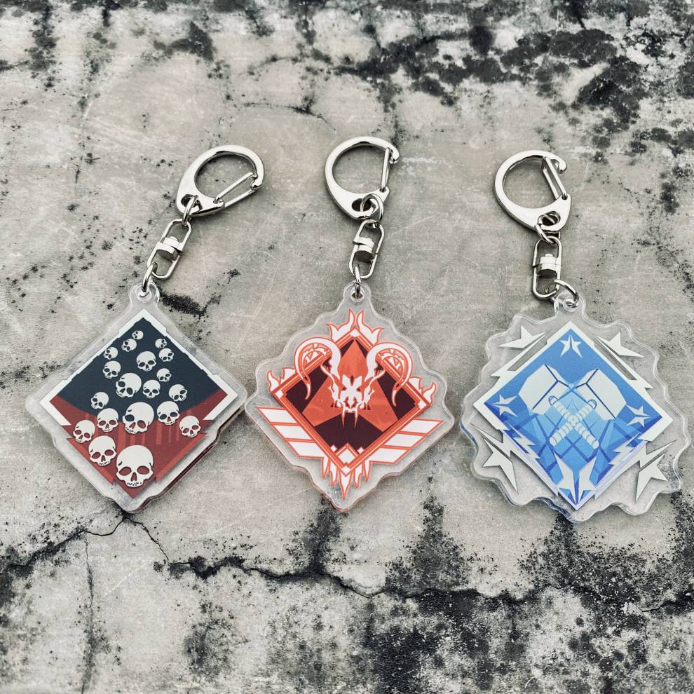 apex英雄周边骷髅海钥匙扣猎杀钥匙扣排位徽章小挂件小饰品金币 双锤