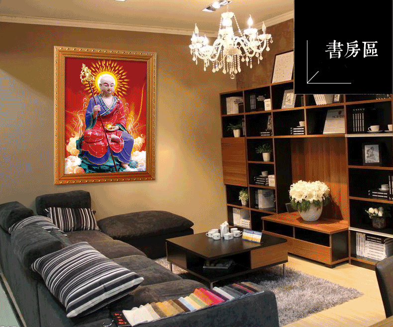 造物诀结缘地藏王菩萨佛像挂画 佛画像pet材质高清3d立体 地藏王 34*