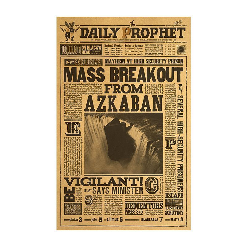 p哈利波特海报墙贴画周边老报纸九又四分之三挂画宿舍卧室画昕果赫敏